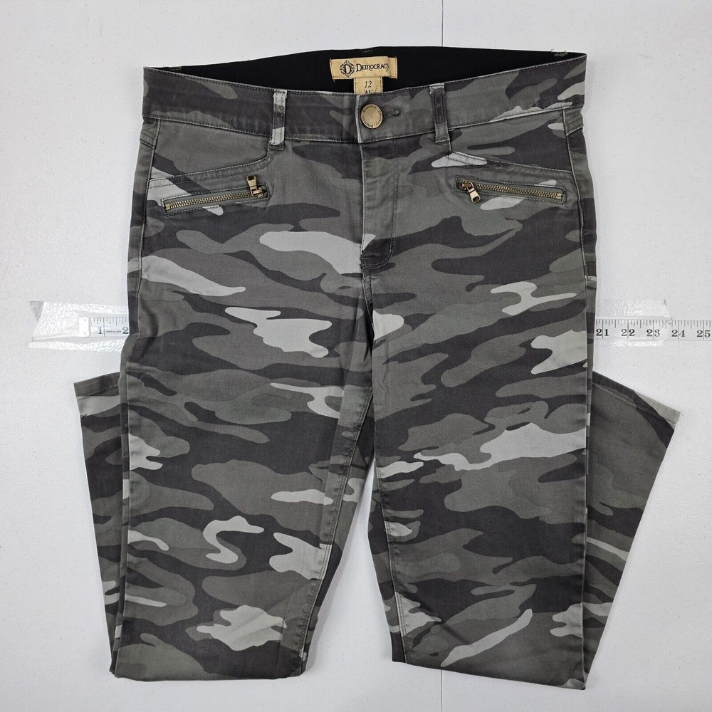 Democracy ab technology jeans camo pants denim 12 womens slim skinny‎ 4534